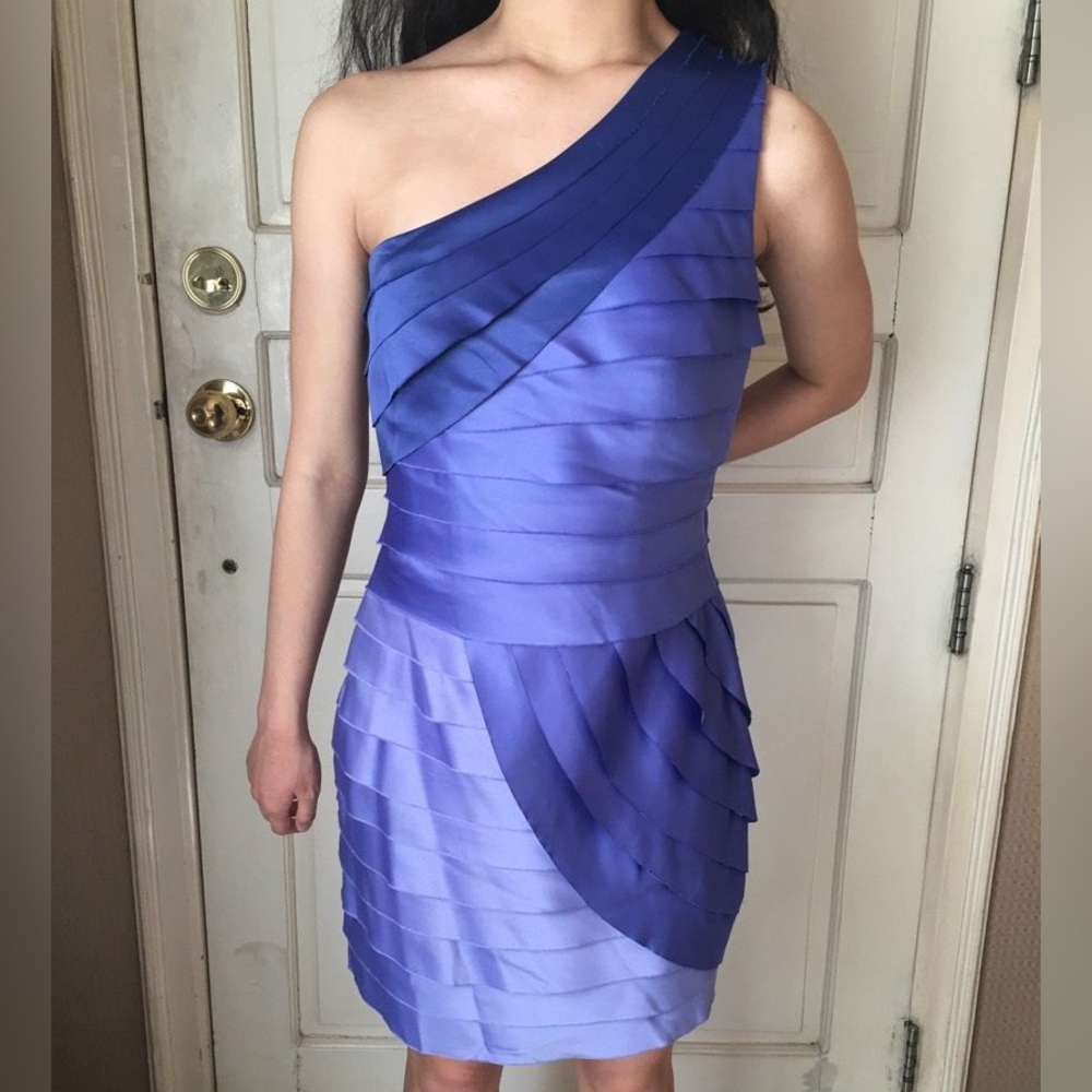 F21 One Shoulder Purple Ombre Layered Satin Like Mini Dress Size 6